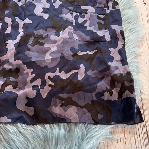 ATM Anthony Thomas Melillo Blue Camo Silk Satin Pocket Tank Top sz M - Picture 7 of 11